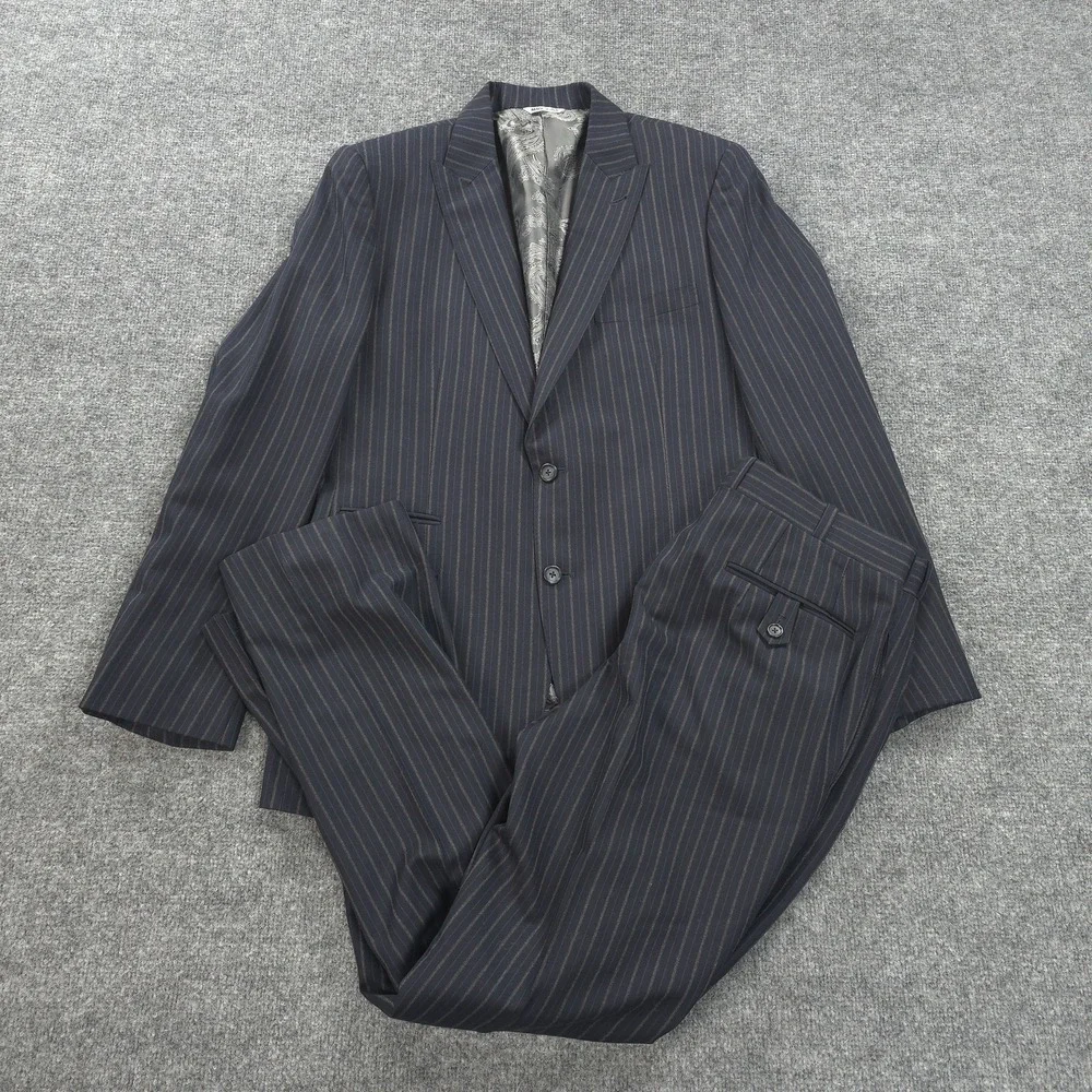 Daryl James Suit Mens 40 33x31 Blue Pinstripe 2 Piece Bespoke NFL Player‎ Custom